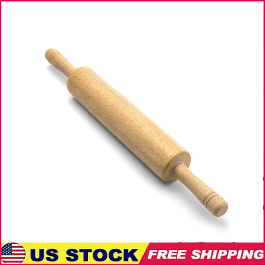 Durable Moisture Resistant Wood Rolling Pin With Easy Grip Handles