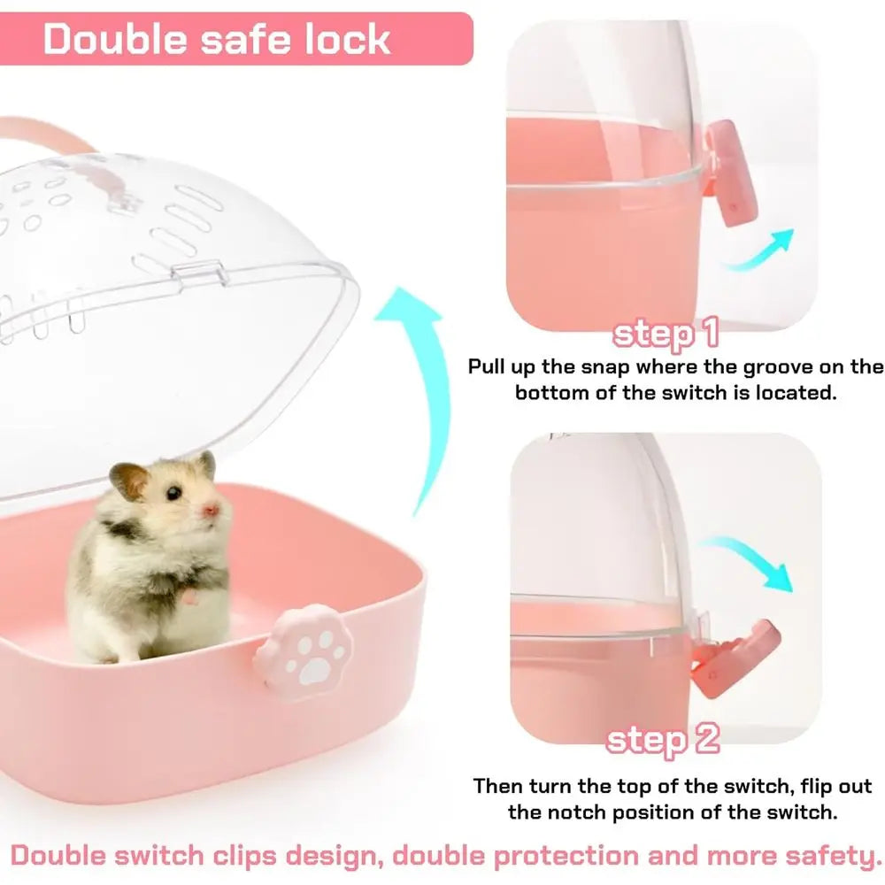 Portable Hamster Carrier Cage With Water Bottle For Small Animals