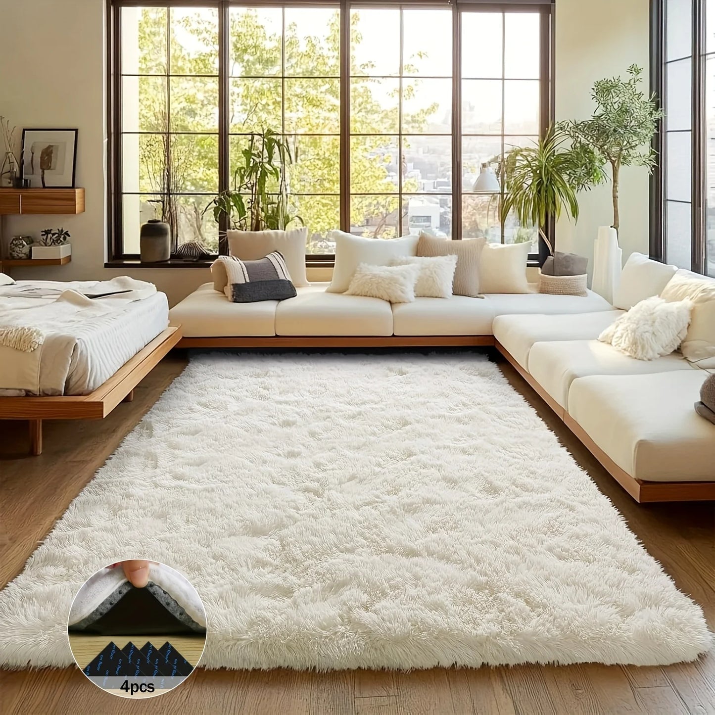 NONEDesign Aubusson Soft Shaggy Non Slip Rug for Living Room
