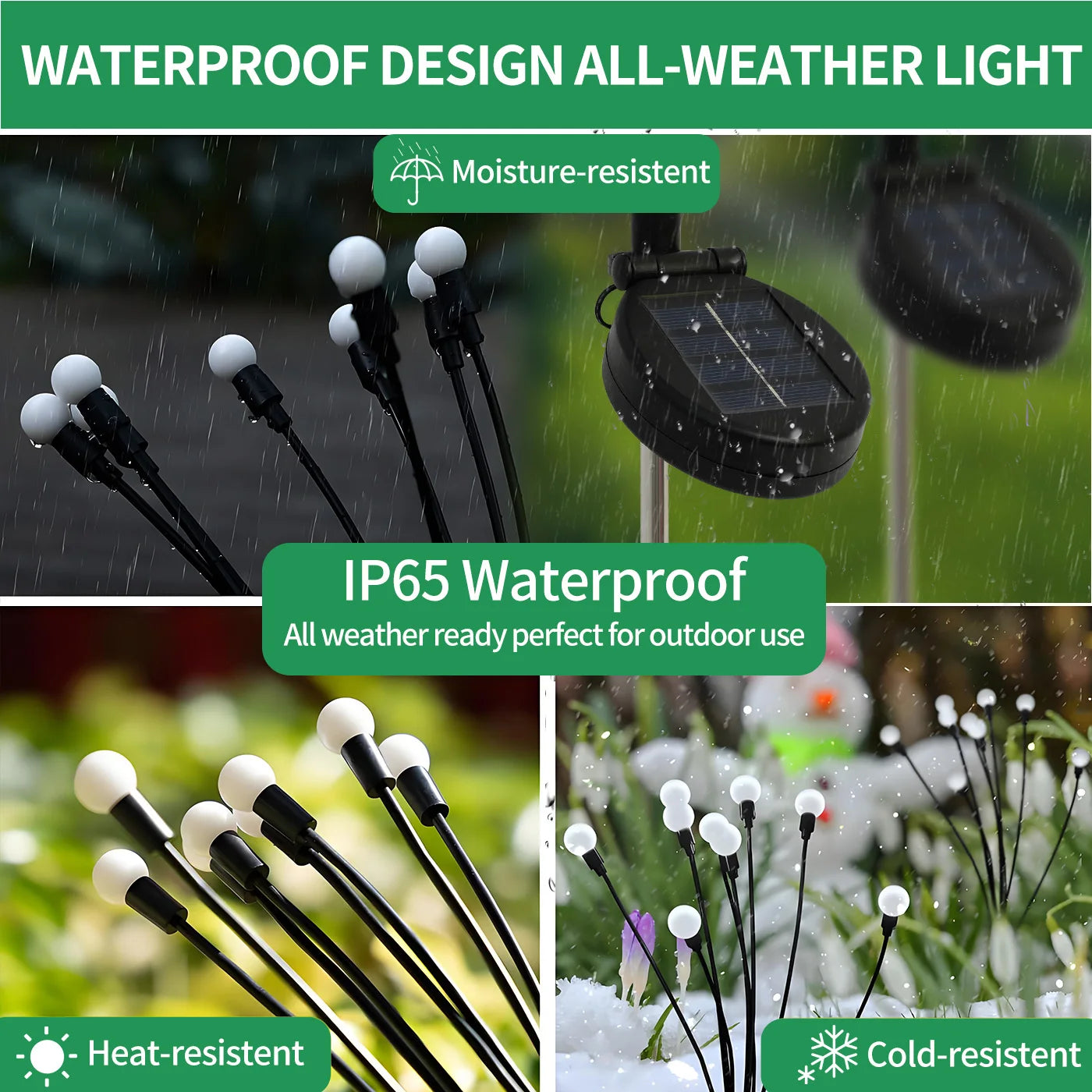 8-Head Solar Firefly Lights Outdoor Garden Pathway