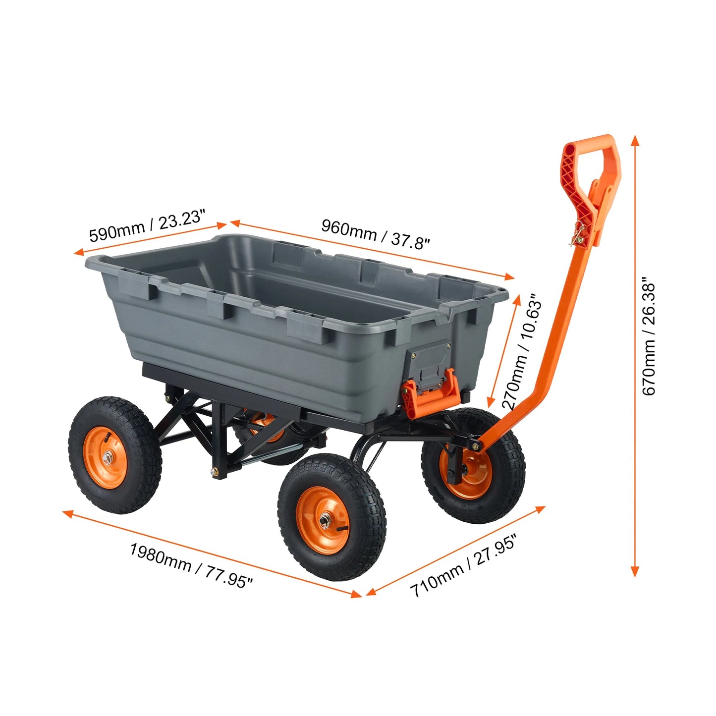 SucceBuy Poly Garden Dump Cart With Steel Frame And Handle