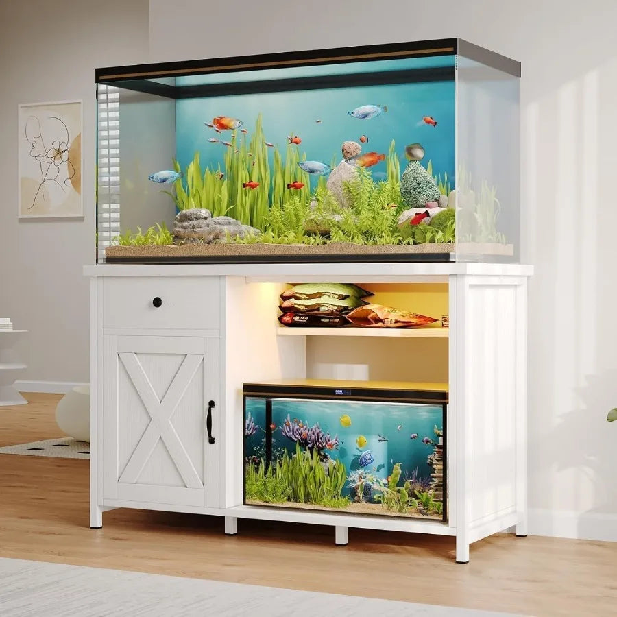 Fish Tank Stand With LED Light And Power Outlets
