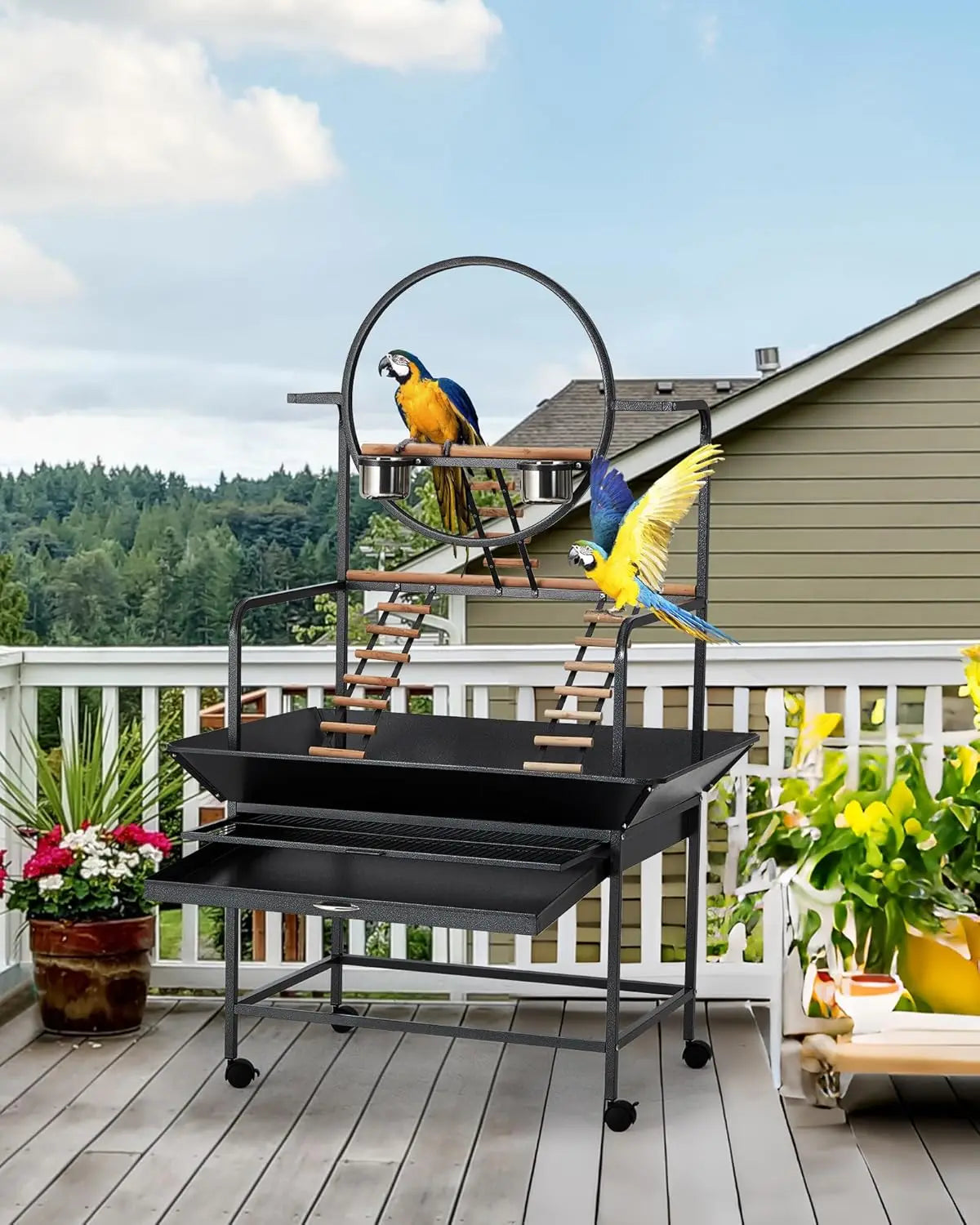 HiMISSCN Heavy Duty Bird Play Stand With Lockable Wheels