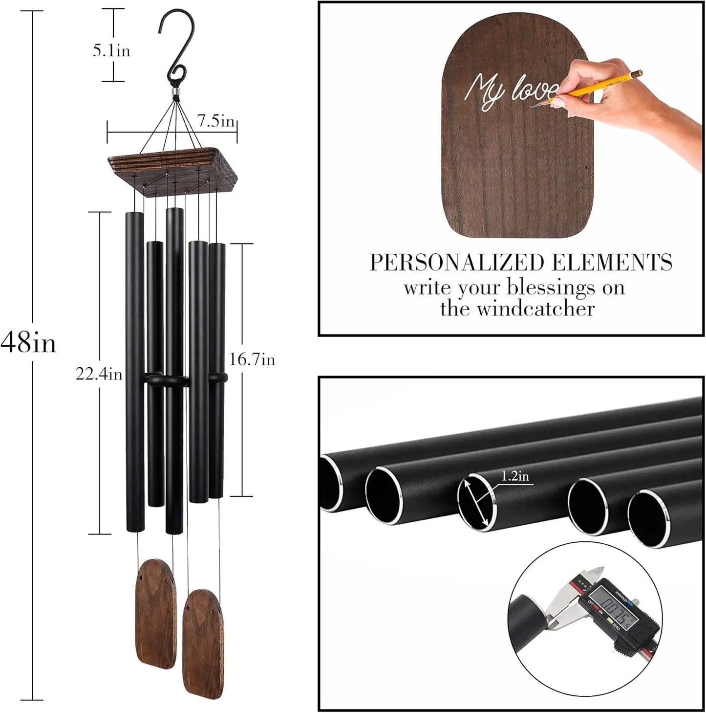 Deep Tone Wind Chimes for Outdoor Garden and Patio Decor