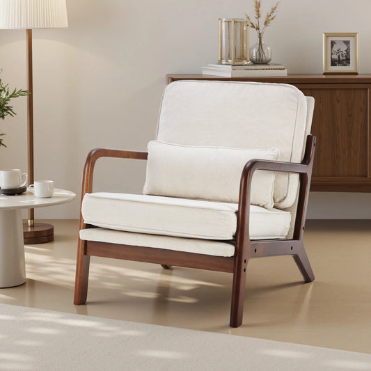 JHK Mid Century Modern Armchair With Wooden Frame