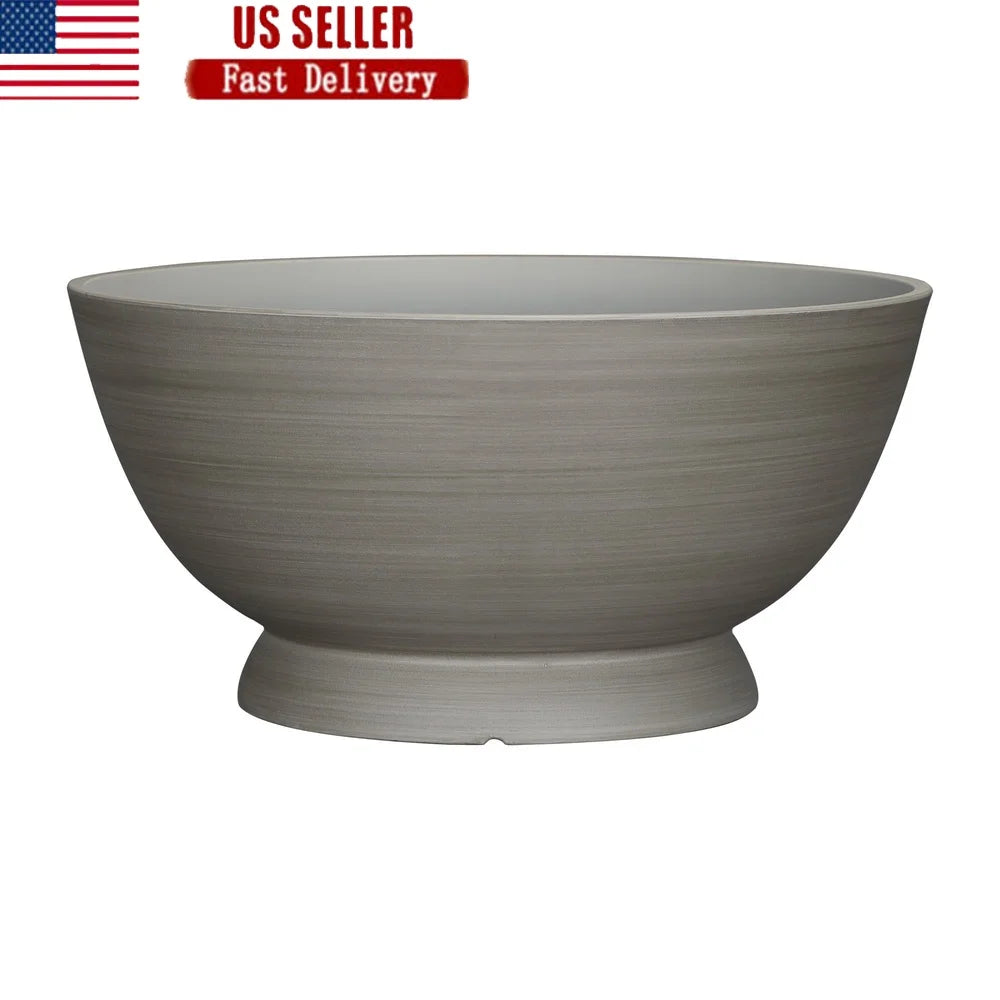 Recycled Resin Planter Bowl Indoor Outdoor Durable Drainage Holes