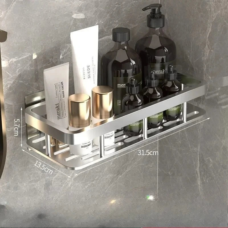 Cobasport Bathroom Shelf Aluminum Alloy Organizer No Drill Shower Rack