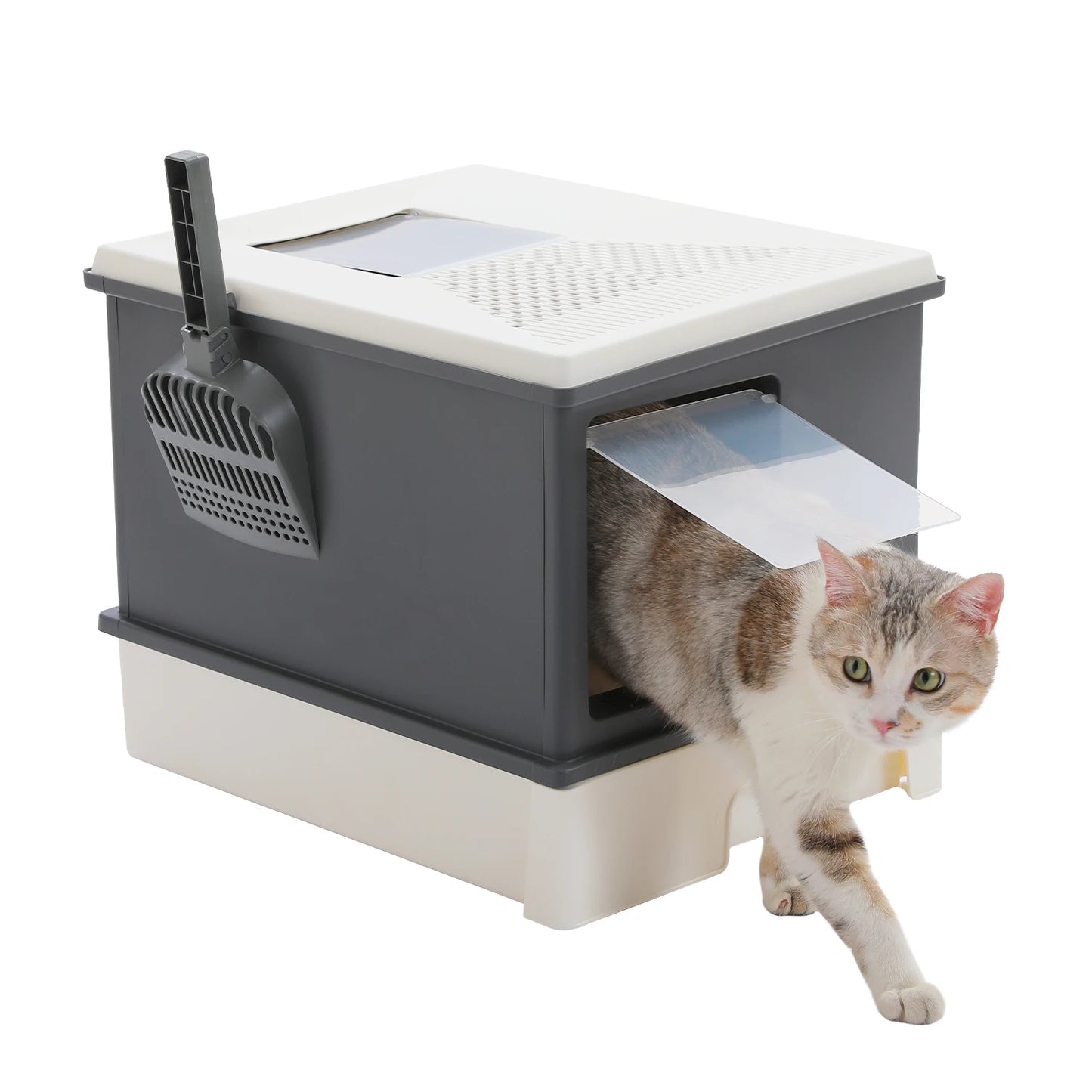 Enclosed Cat Litter Box With Scoop For Indoor Use