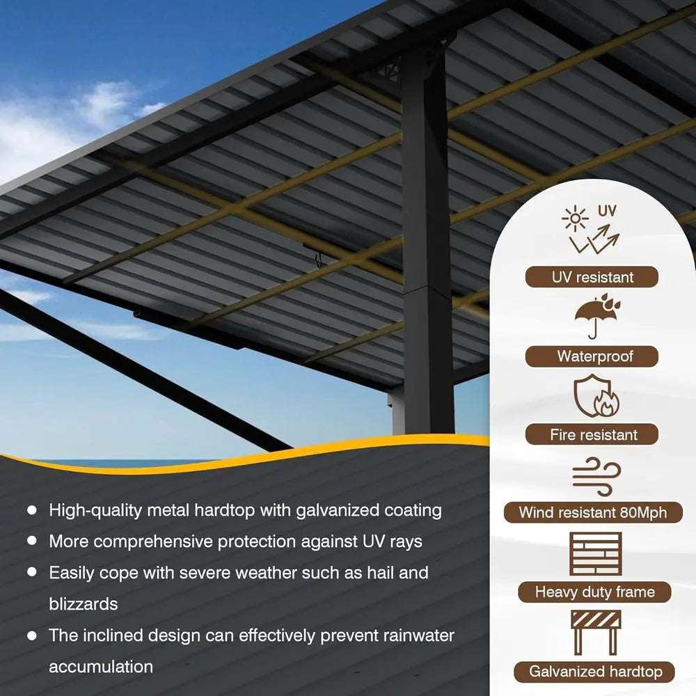Outdoor Hardtop Gazebo With Galvanized Steel Roof Shelter