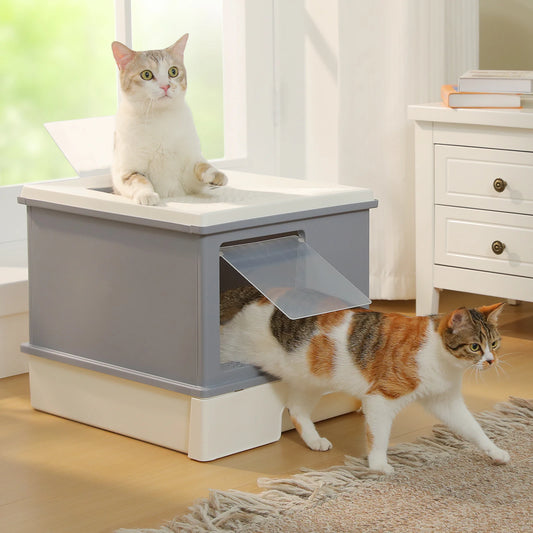 Enclosed Cat Litter Box With Scoop For Indoor Use