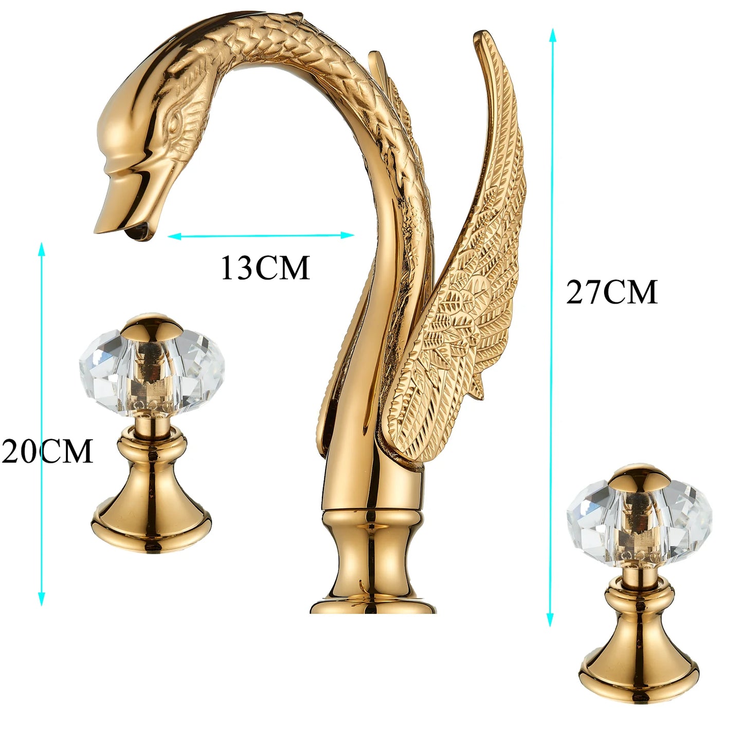 Ulgksd Swan Shape Bathroom Faucet With Crystal Handles Hot Cold