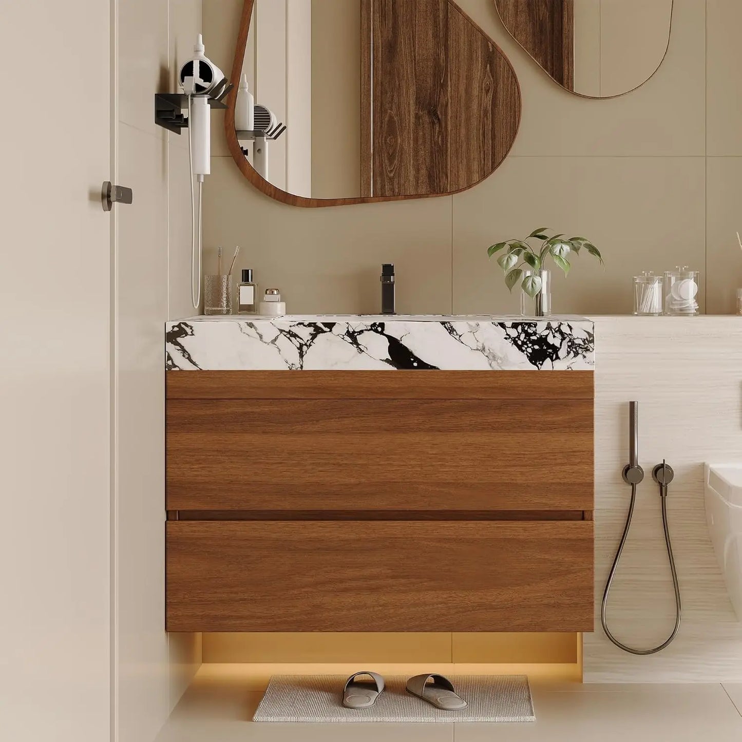 Custom Modern Freestanding Bathroom Vanity With Sink And Oval Vessel