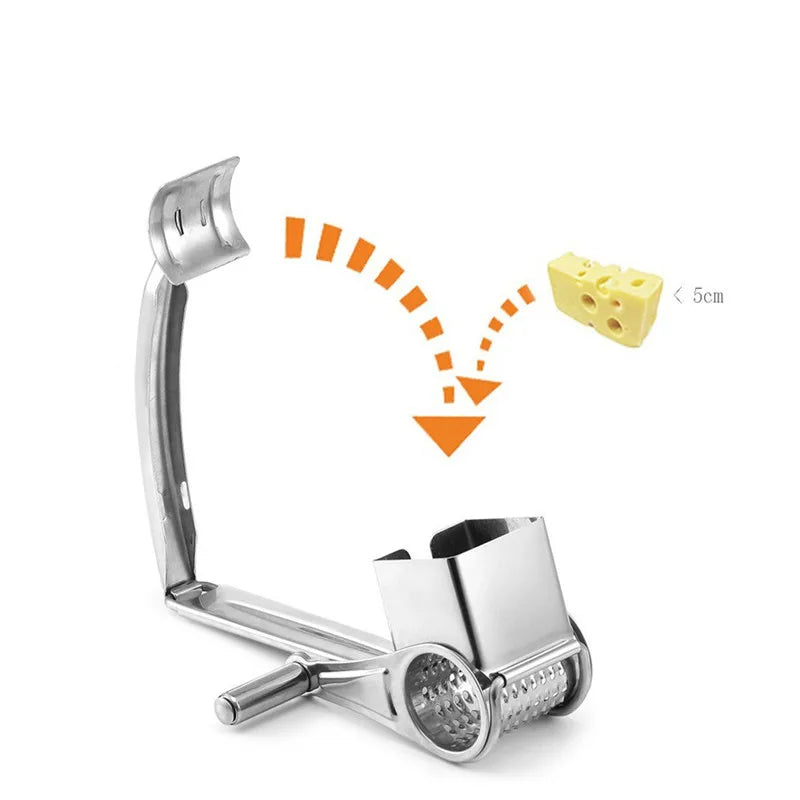 LMETJMA Rotary Cheese Grater 3 Drums Stainless Steel Slicer KC0003