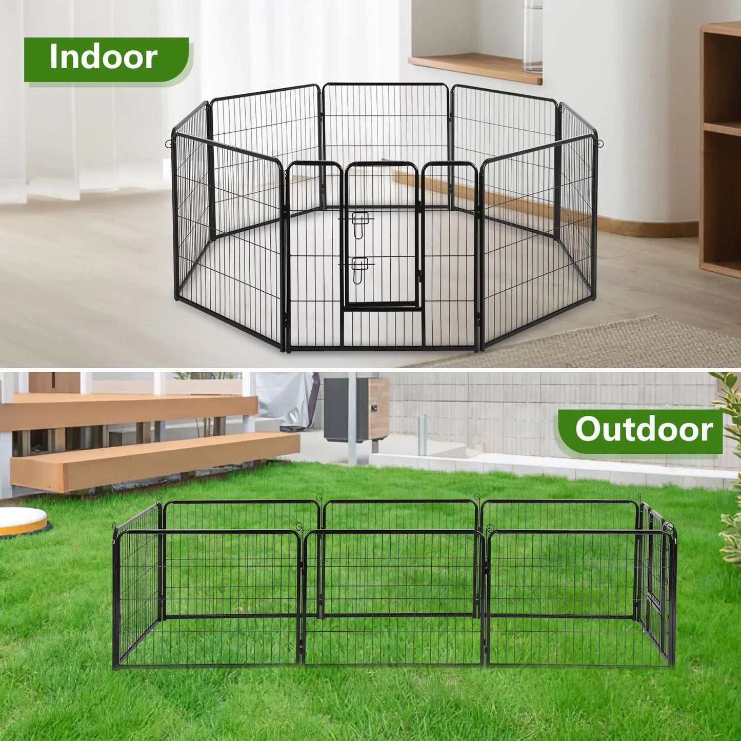 Heavy Duty Dog Playpen With Rust Resistant Removable Metal Panels