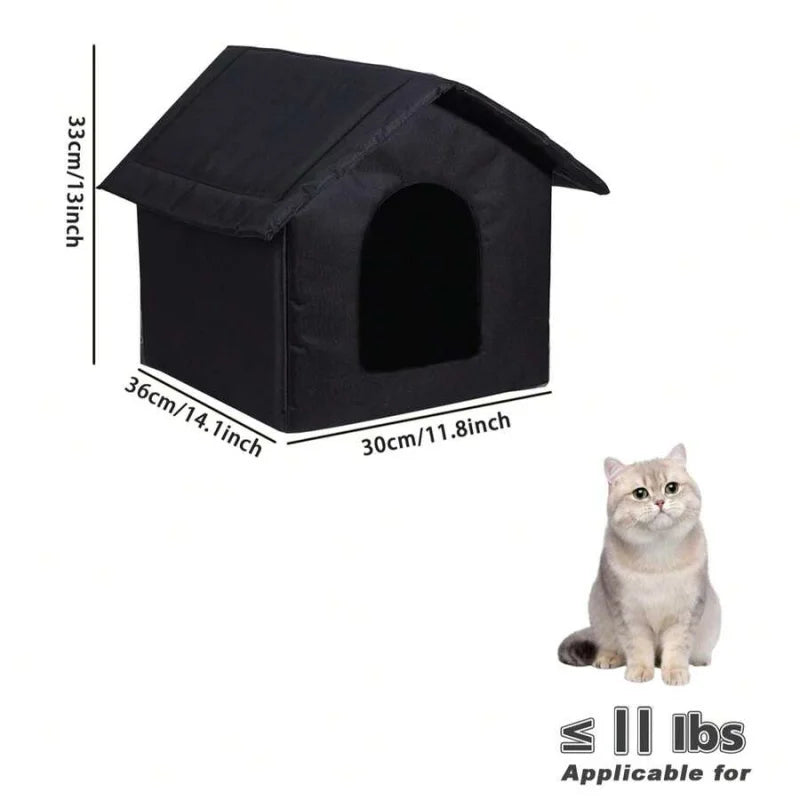 Waterproof Outdoor Cat House With Plush Lining For Stray Cats