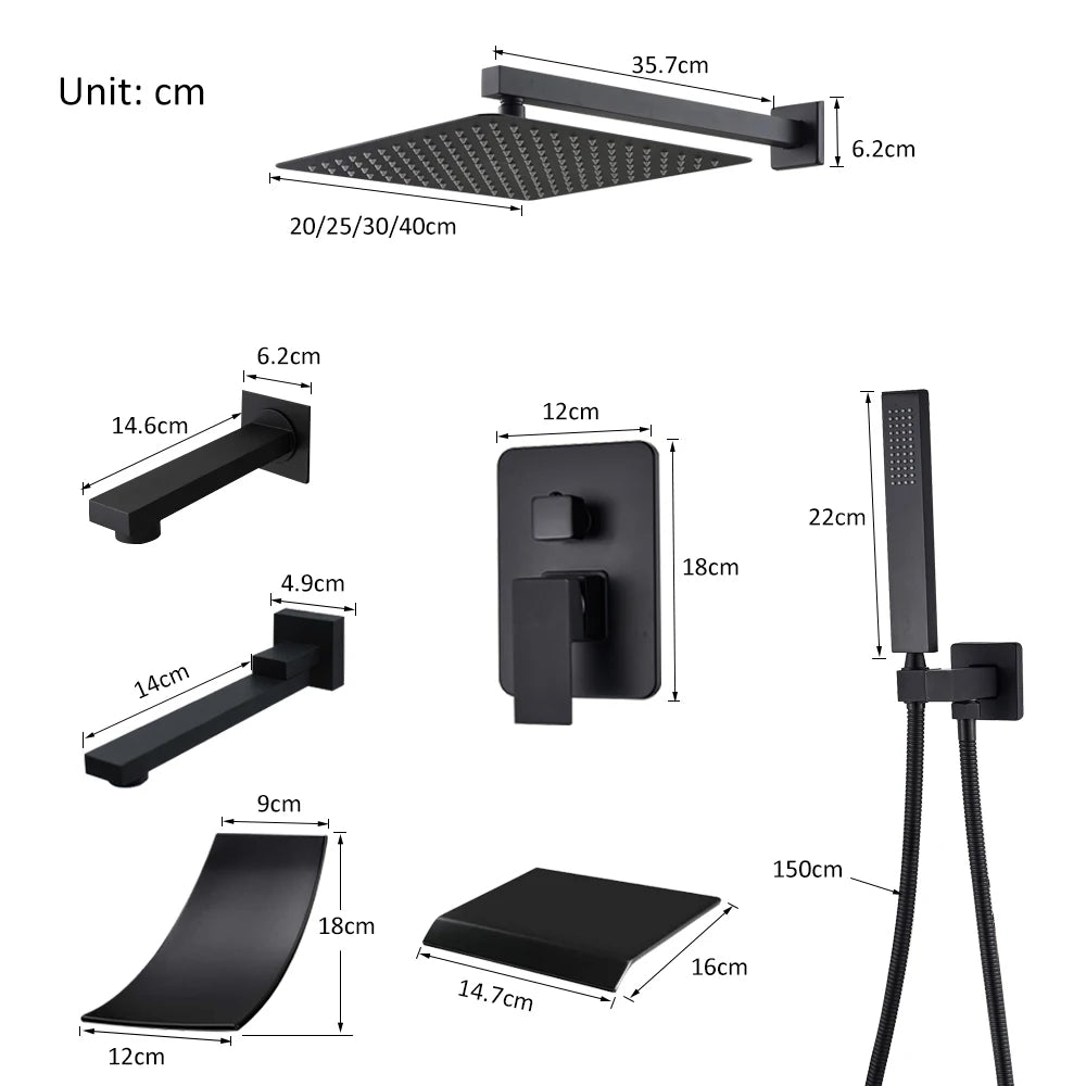 Quyanre In Wall Concealed Digital Shower Faucet Set Tub Spout