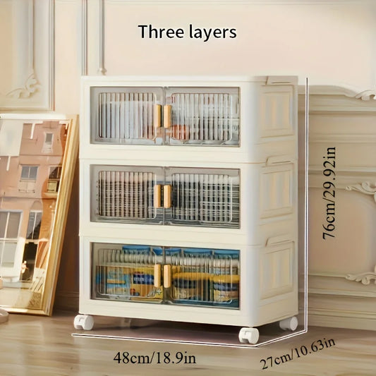Stackable Storage Cabinet With Doors And Wheels For Practical Organization
