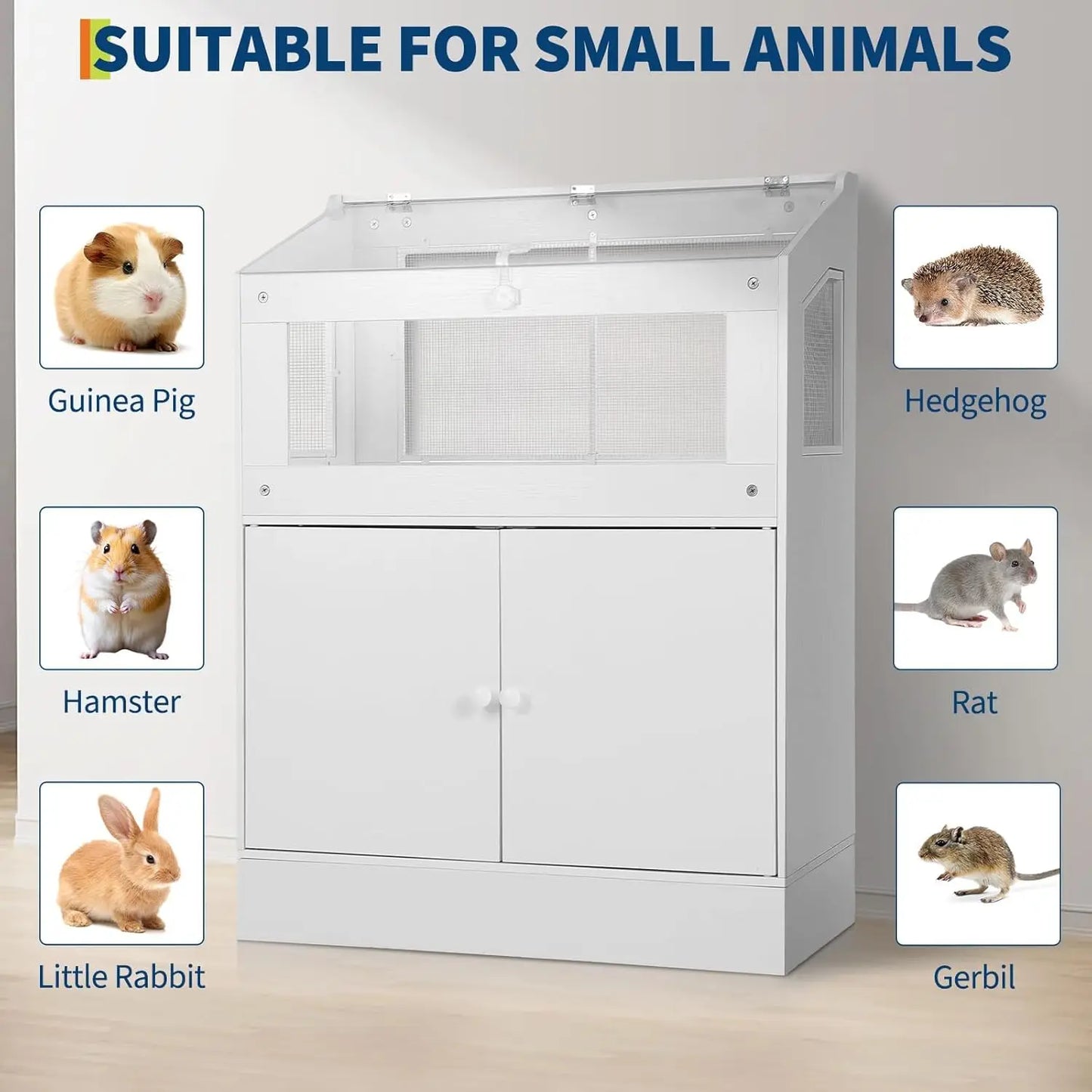 HiMISSCN Acrylic Small Animal Cage With Storage Cabinet For Hamster