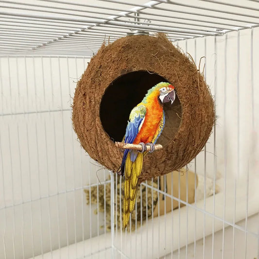 NONECN Coconut Shell Bird Nest Hideaway For Parrots And Budgies