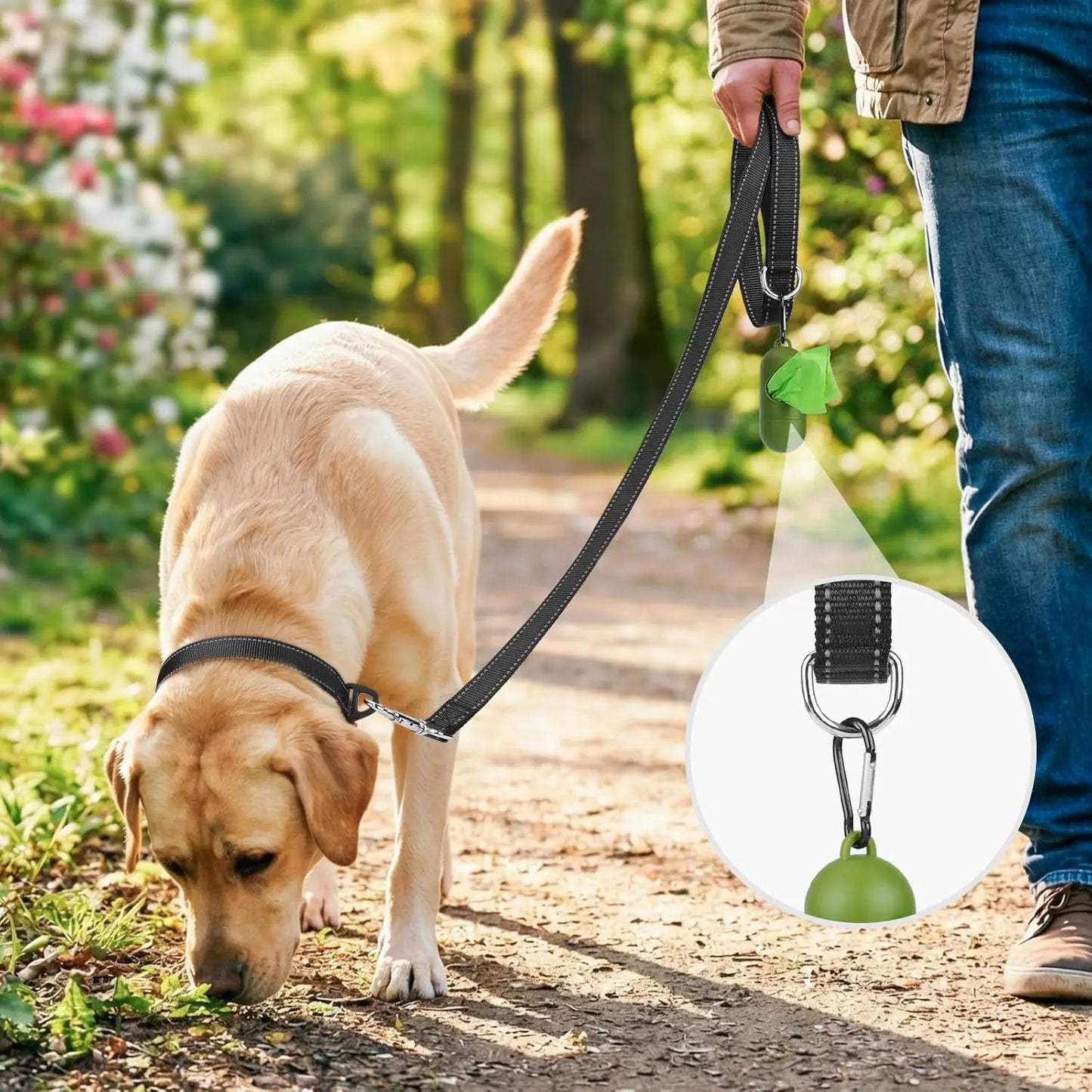 6 FT Double-Sided Reflective Dog Leash with Padded Handle, Heavy Duty Nylon for Medium & Large Dogs, Black