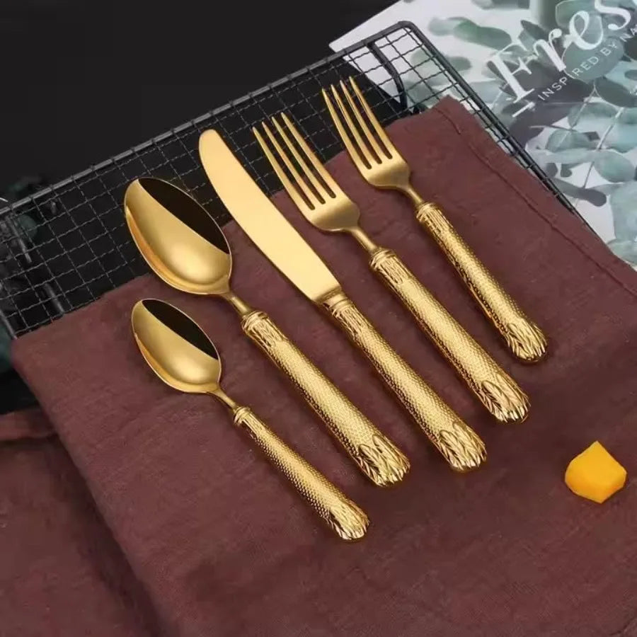MDNG Gold Plated Flatware Set For Four Stainless Steel