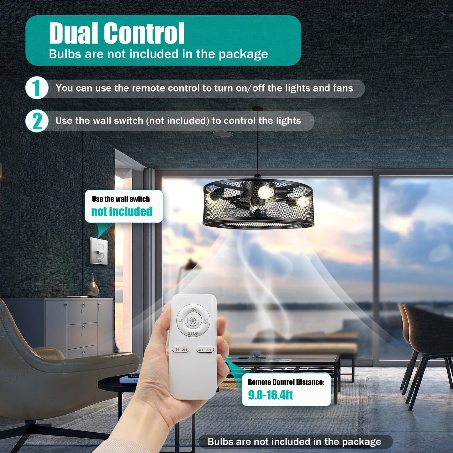 40W Ceiling Fan Light Kit E27 Socket for Living Rooms