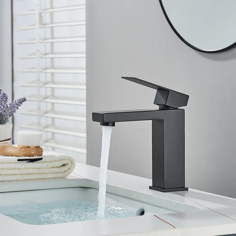 Onyzpily Deck Mounted Basin Faucet Stainless Steel Hot And Cold Water Mixer