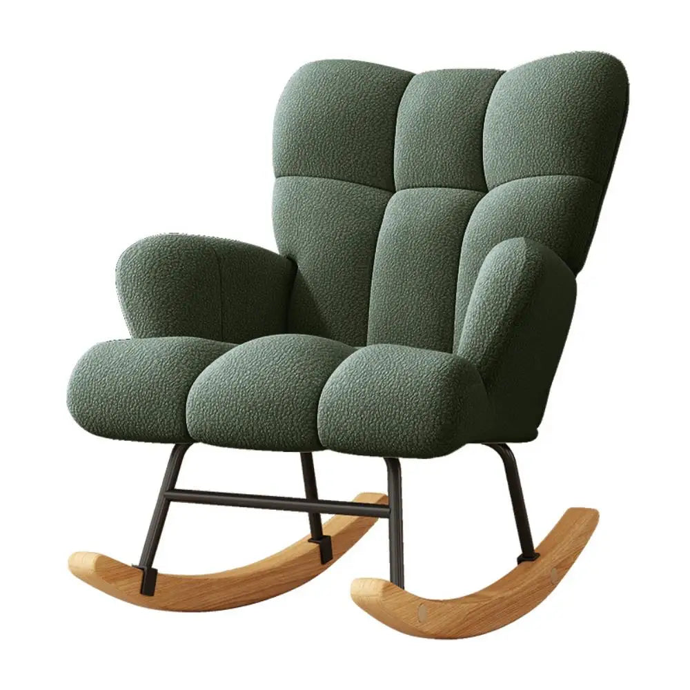 Folded Rocking Chair Modern High Back Armchair With Velvet Upholstery