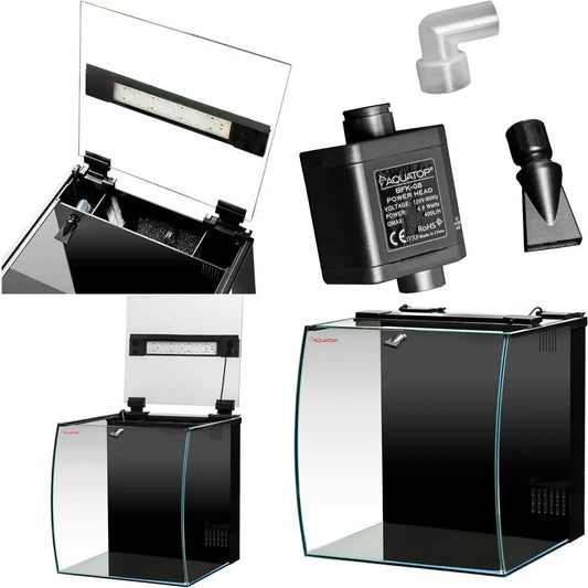 All-In-One Bow Front Glass Aquarium Kit With Filter