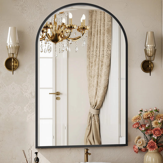 JHK Arched Mirror With Matte Metal Frame For Wall Mount