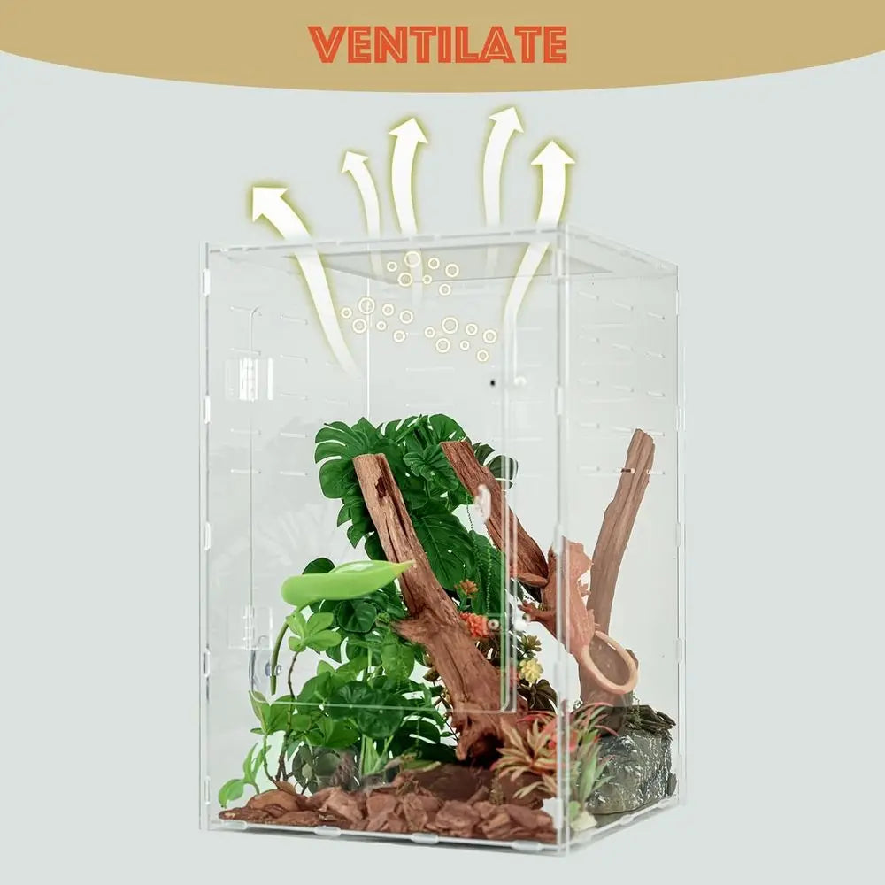 Acrylic Reptile Tank Terrarium for Geckos Lizards Spiders Snakes