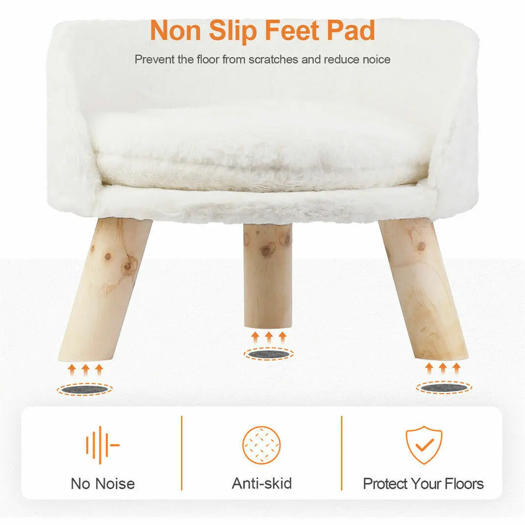 Soft Plush Cat Bed Nest With Cushion Pad Wood Legs