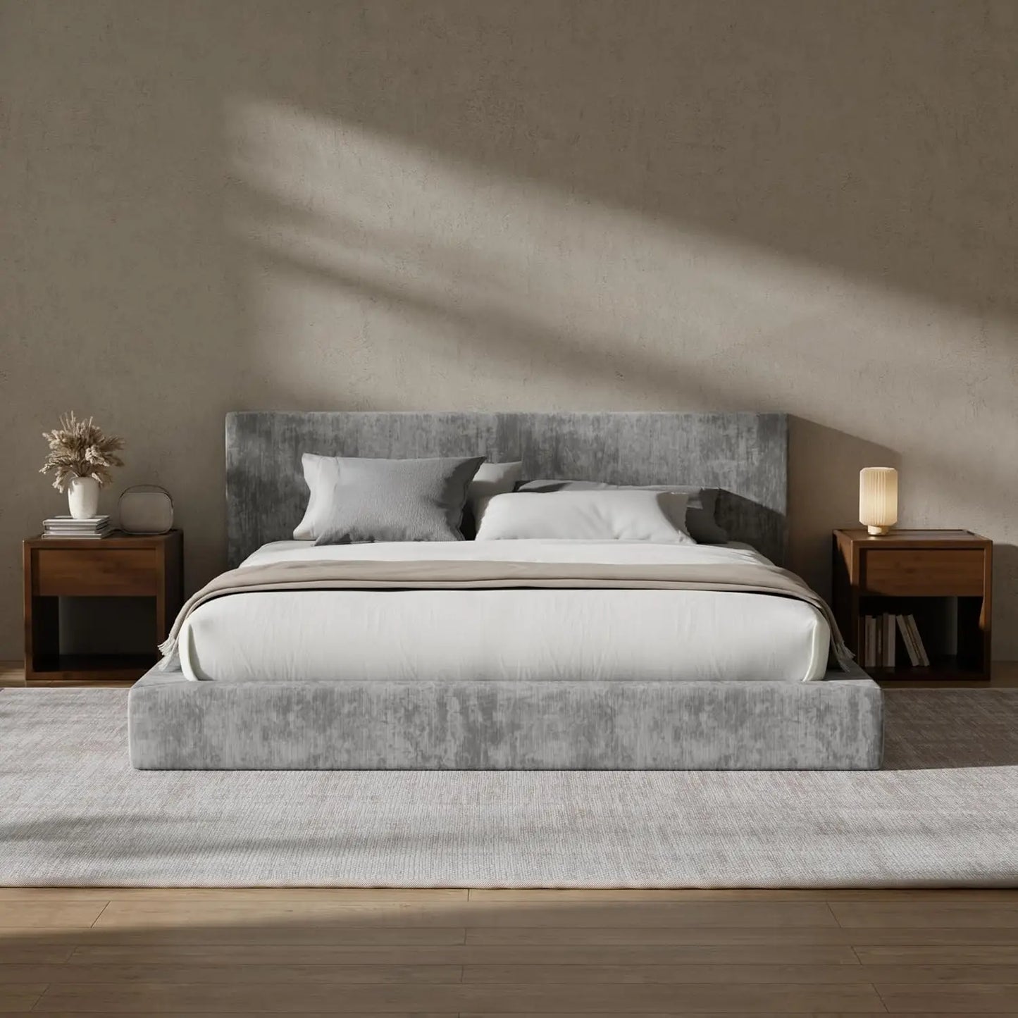 Cloud Upholstered Bed Frame With Headboard 5 Inch Foam Padding