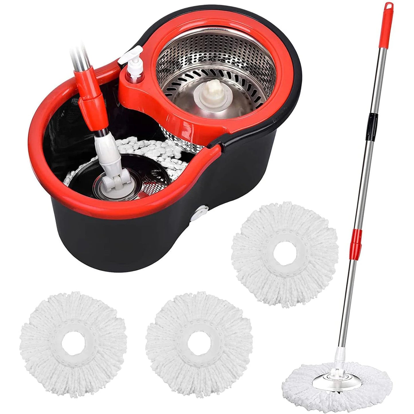 NONECN 360 Spin Mop Bucket With Wring System Microfiber Heads