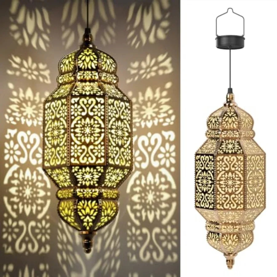 Moroccan Hanging Solar Lantern For Outdoor Garden Decor
