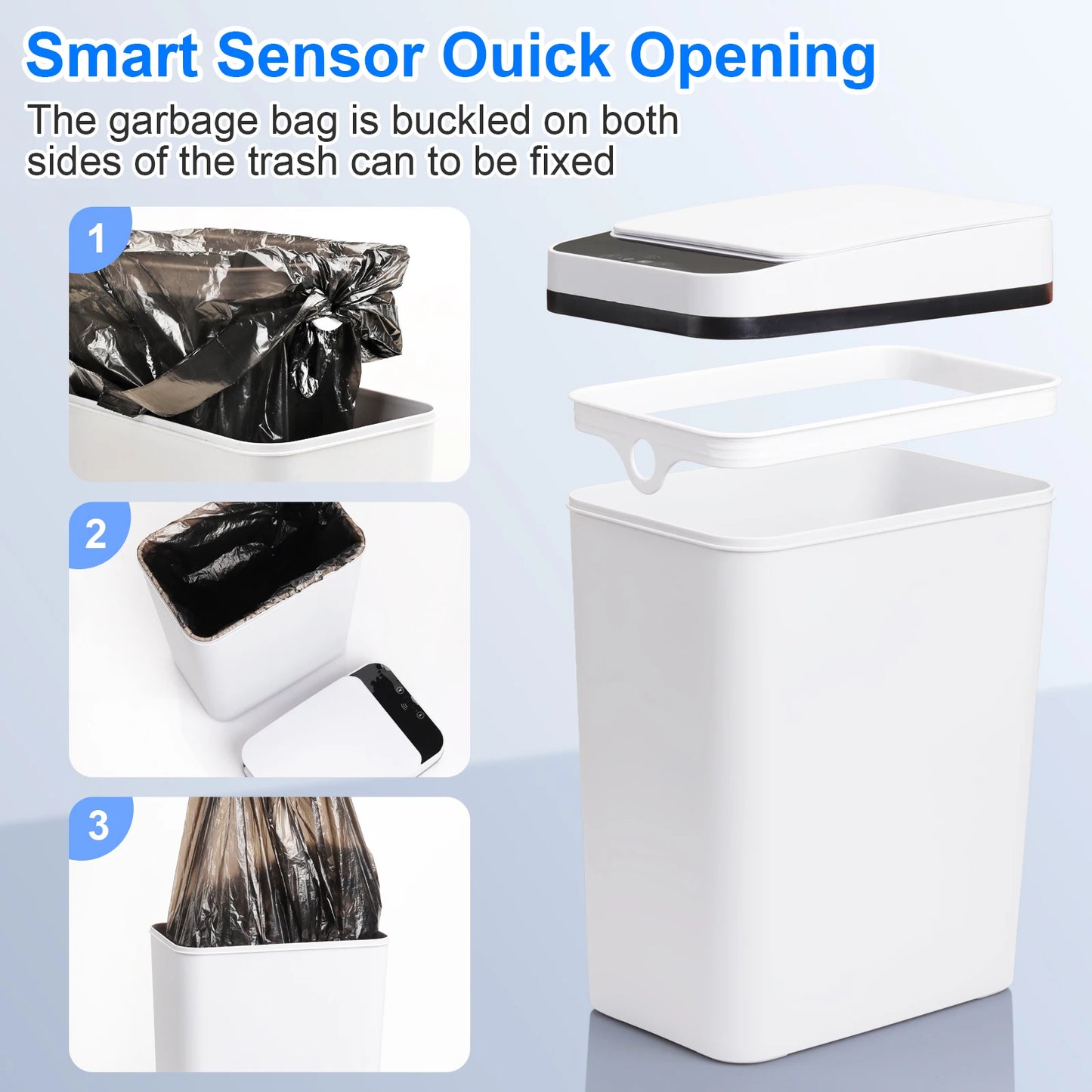 NONECN 2-Pack Touchless Bathroom Trash Cans With Lid