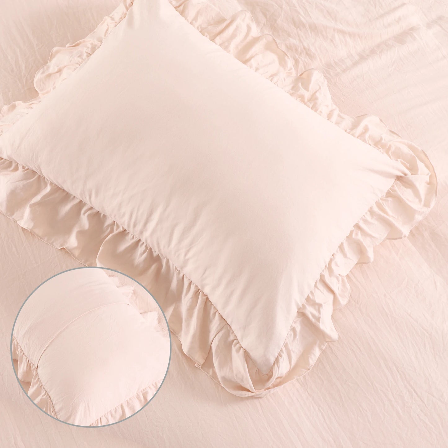 Lotus Leaf Edge Duvet Cover Set Polyester Bedding 3 Piece