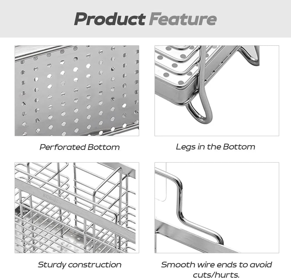 Stainless Steel Utensil Drying Rack With Divided Compartments