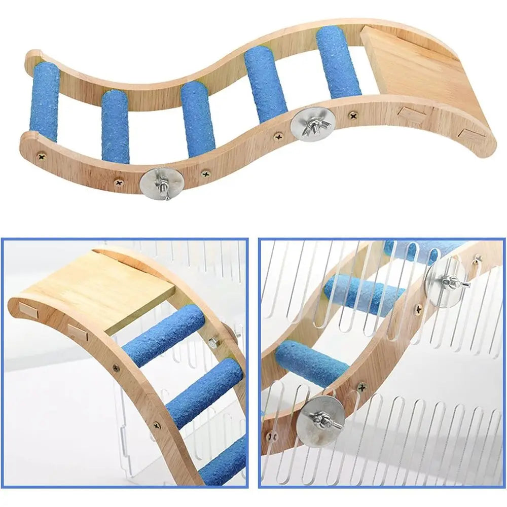 Wooden Bird Ladder Bridge Climbing Toy Parrots Hamsters