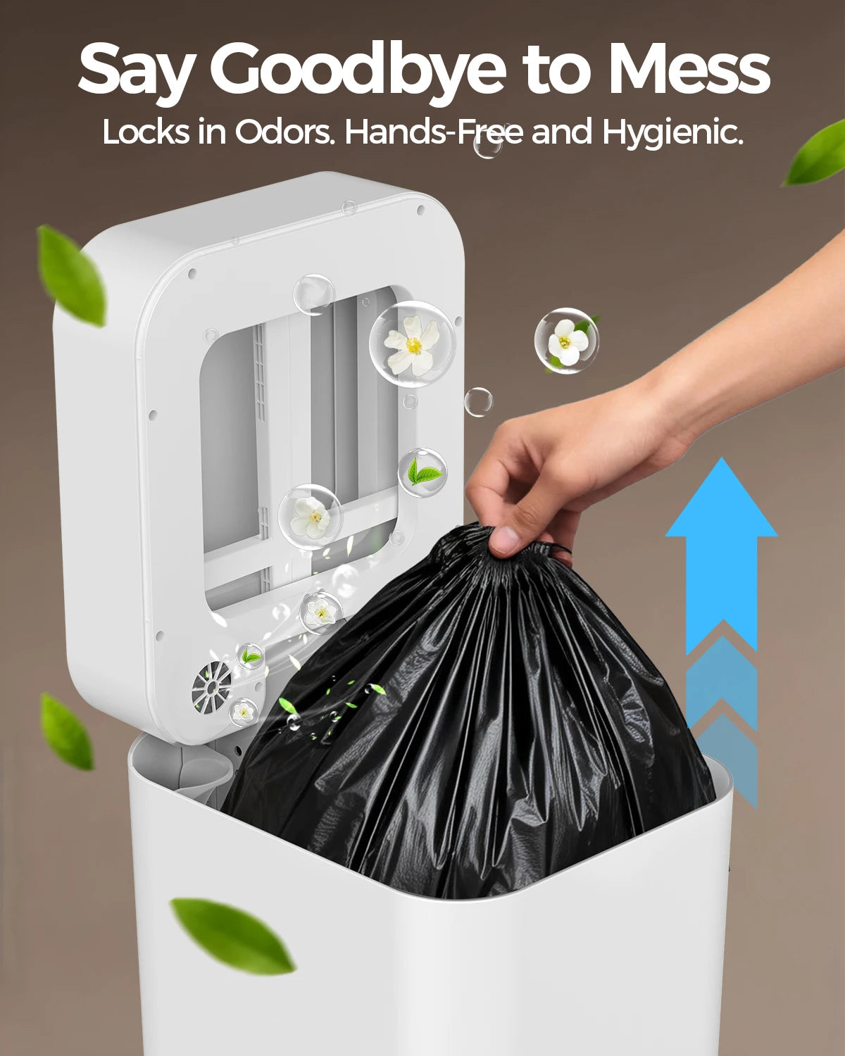NONECN Automatic Touchless Motion Sensor Trash Can For Kitchen Bathroom