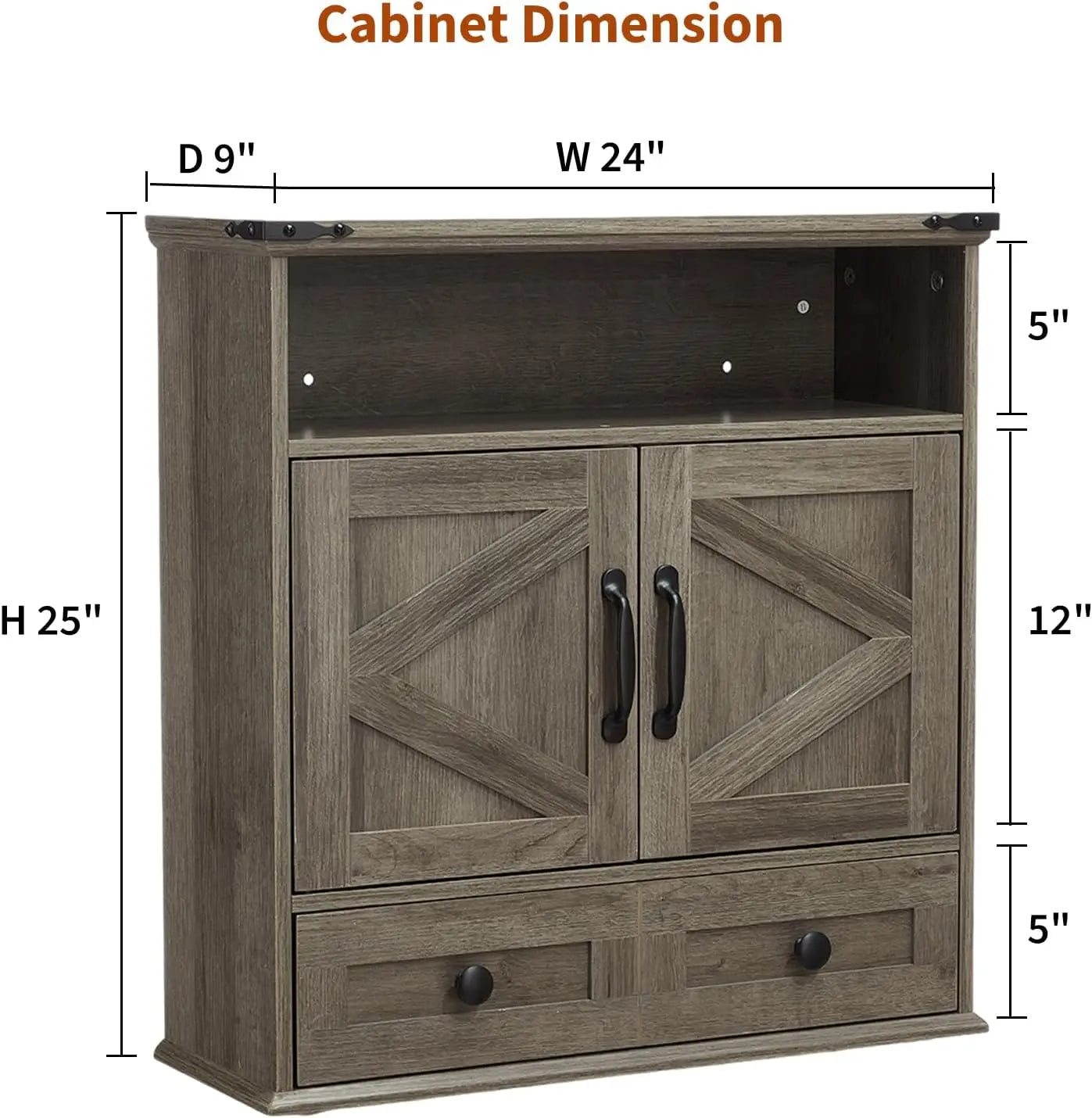 Farmhouse Bathroom Wall Cabinet With Barn Doors And Adjustable Shelves