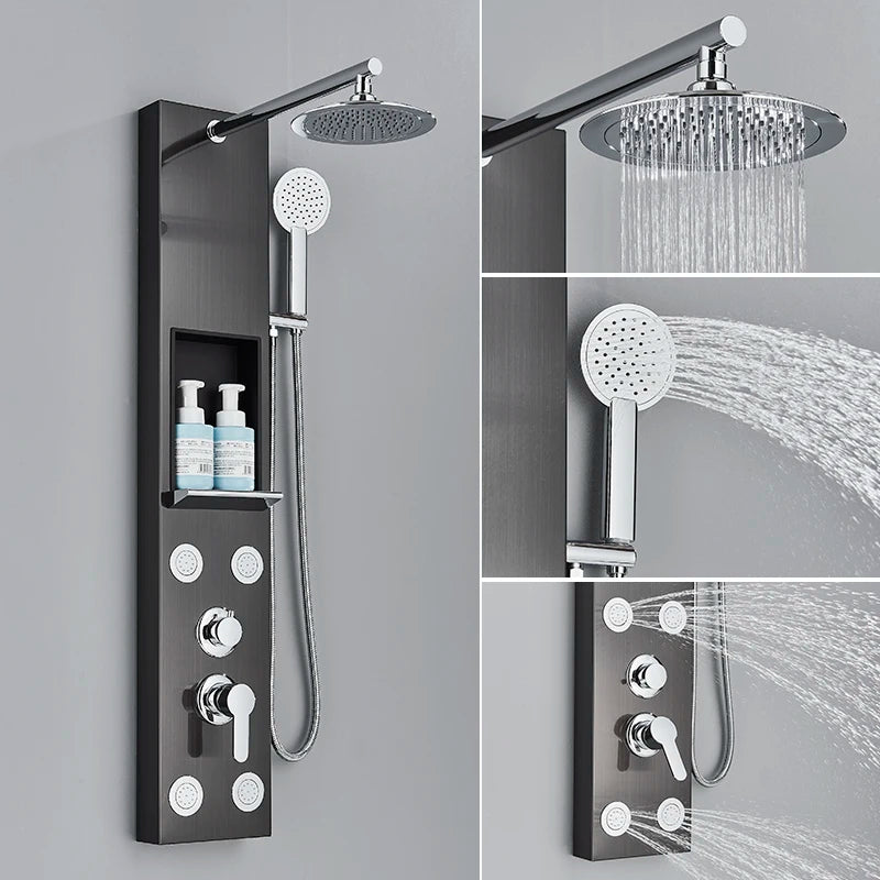 Suguword Shower Panel Faucet Fahrenheit Degree Display Spa Massage Jets