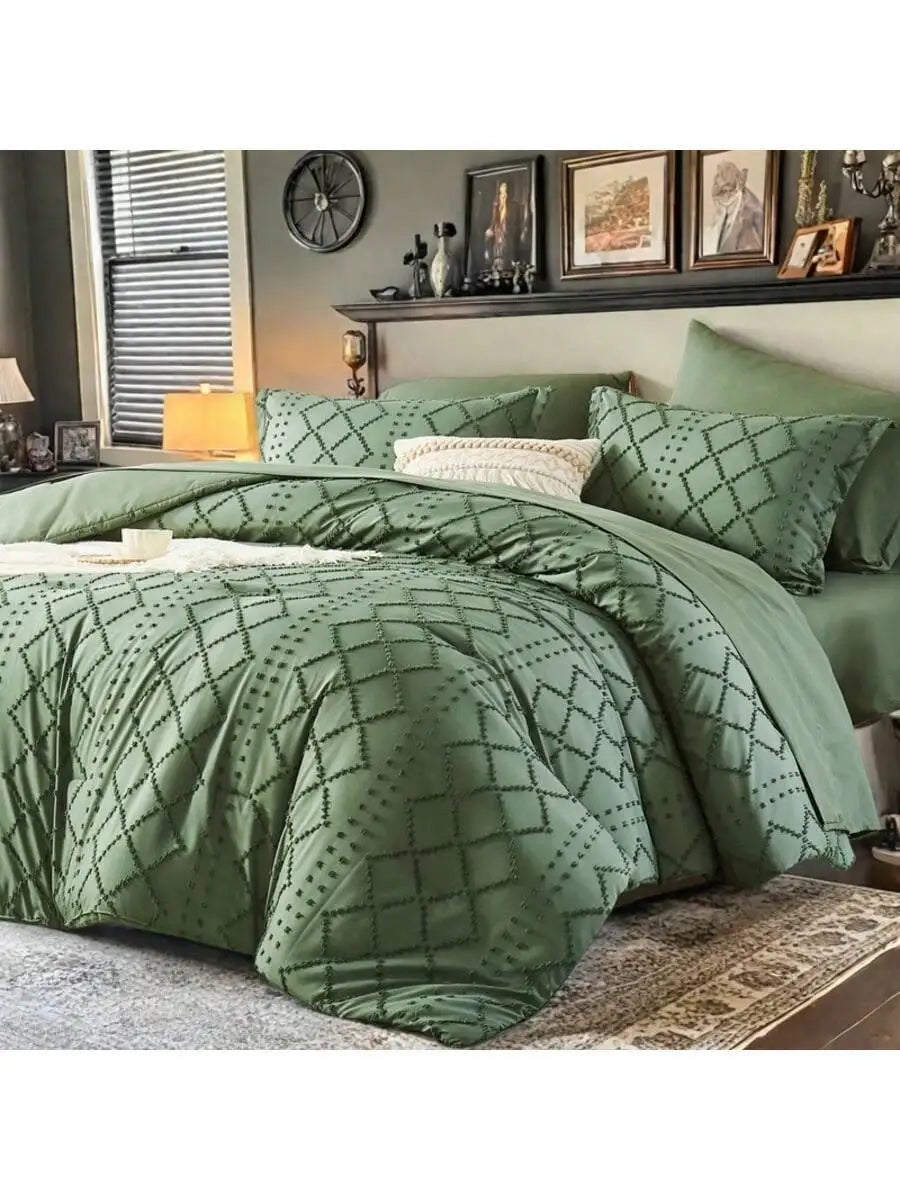 7 Piece Lightweight Solid Comforter Set For All Seasons Bedding