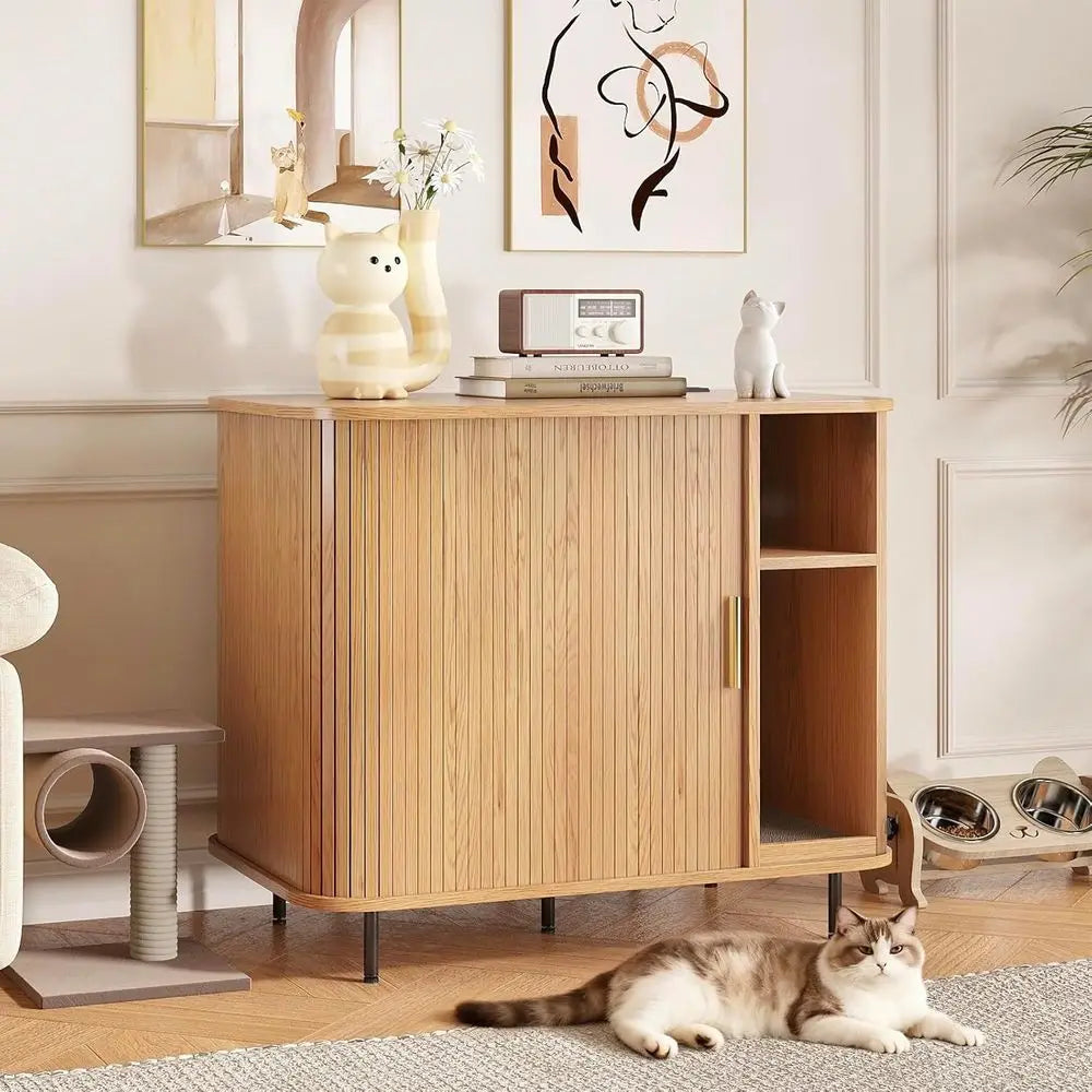 Premium Litter Box Enclosure With Charging Dock And Robot