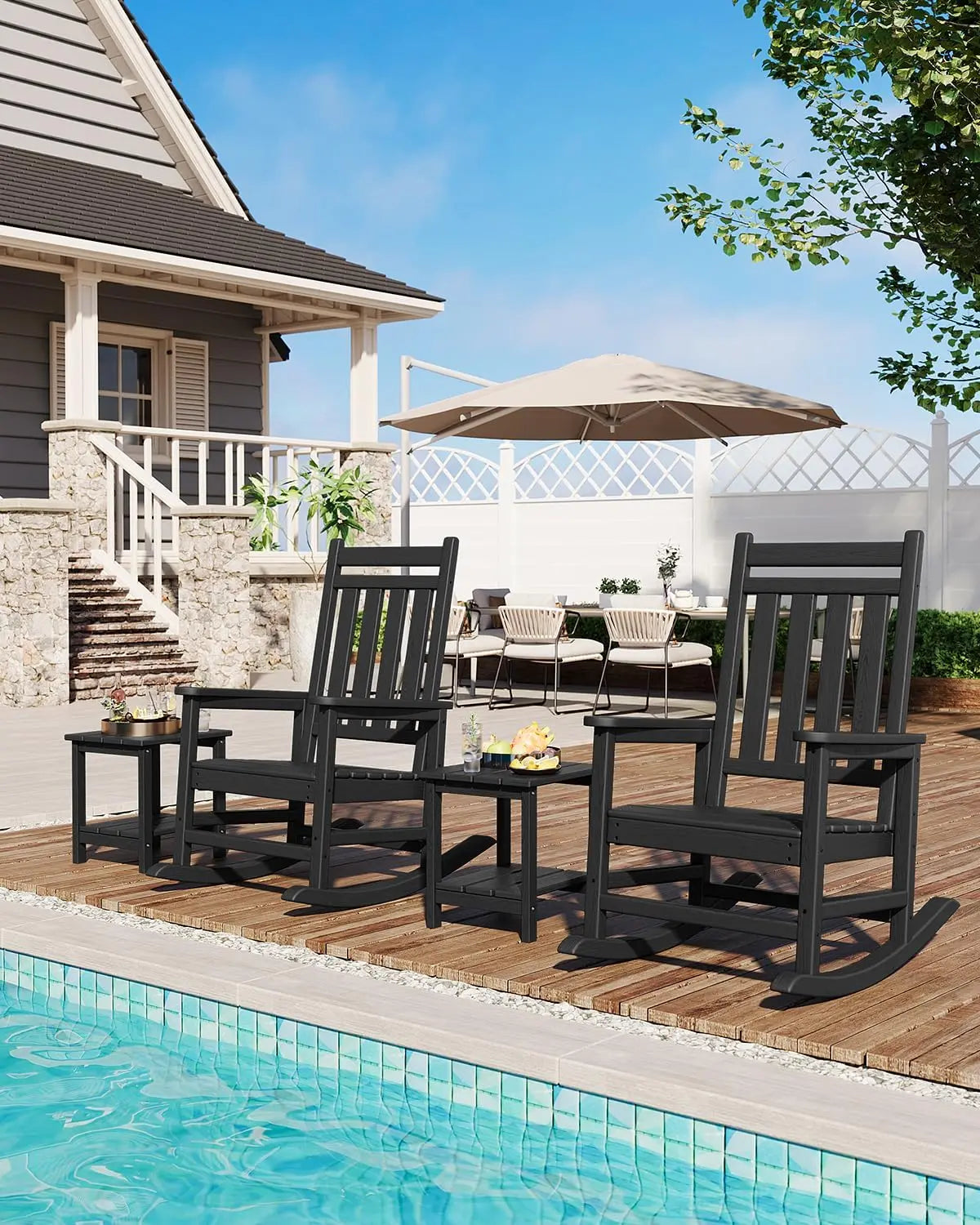 HobbyLane Outdoor Rocking Chair All-Weather HDPE Patio for Adults