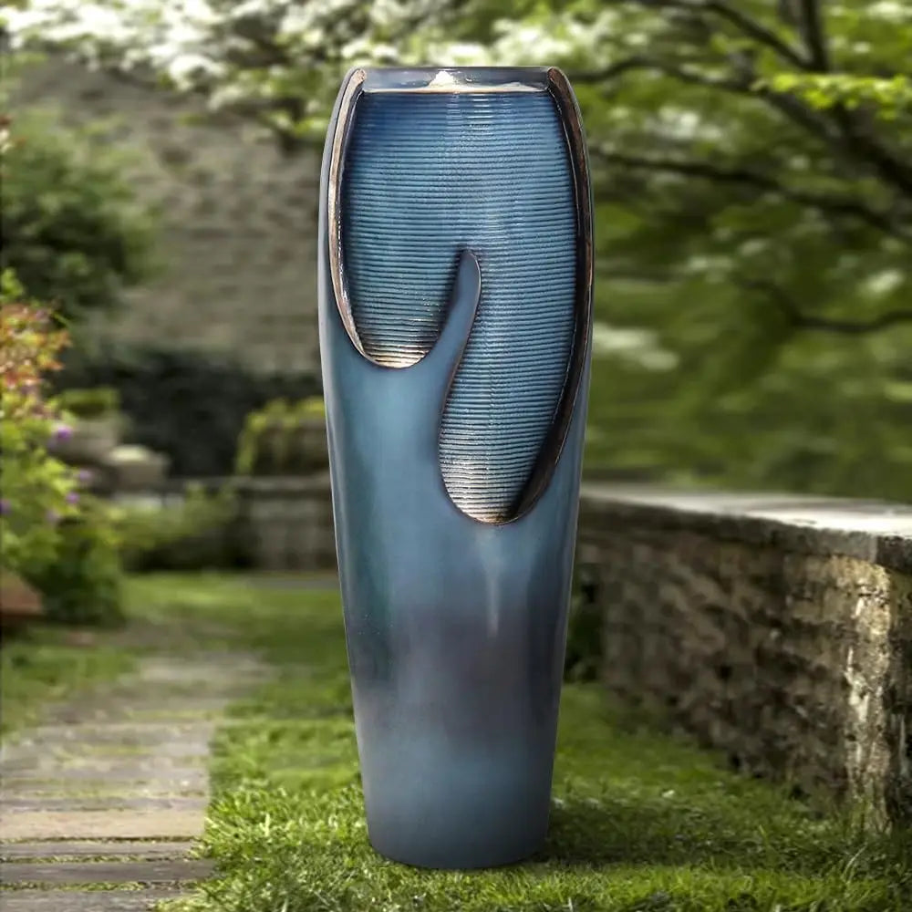 Outdoor Water Jar Floor Fountain With Lights And Pump