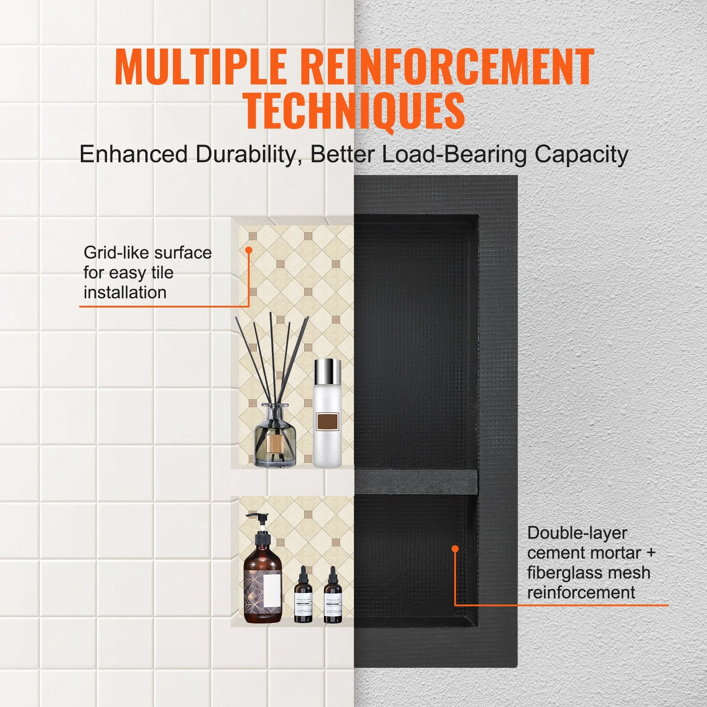 Shower Niche Organizer Shelf For Tile Recessed Corners Soap Storage