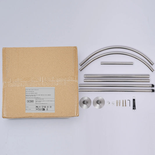 Stainless Steel No-Drill L-Shape Shower Curtain Rod With Curtain