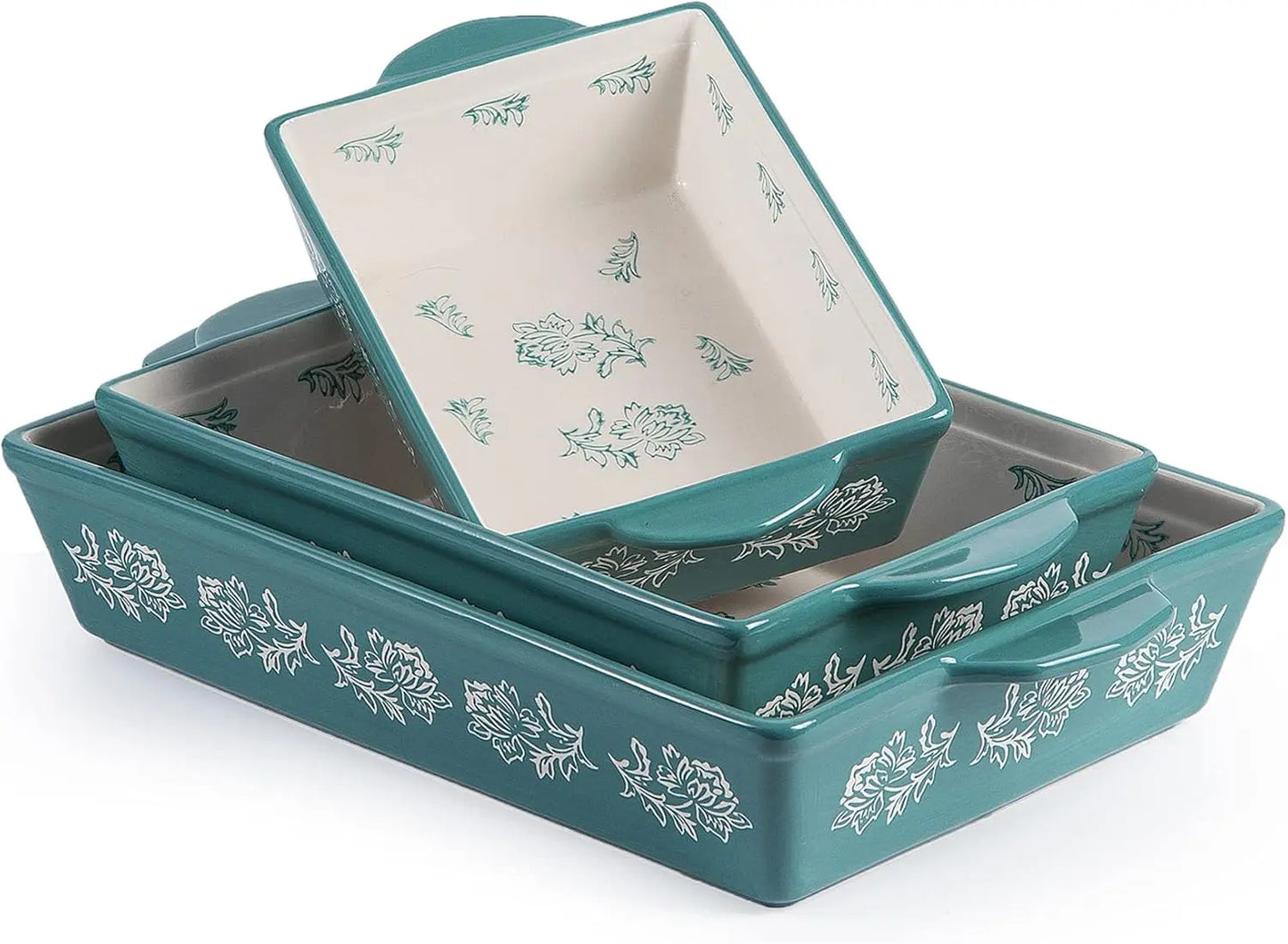Three Piece Ceramic Bakeware Set Lasagna Pan Casserole