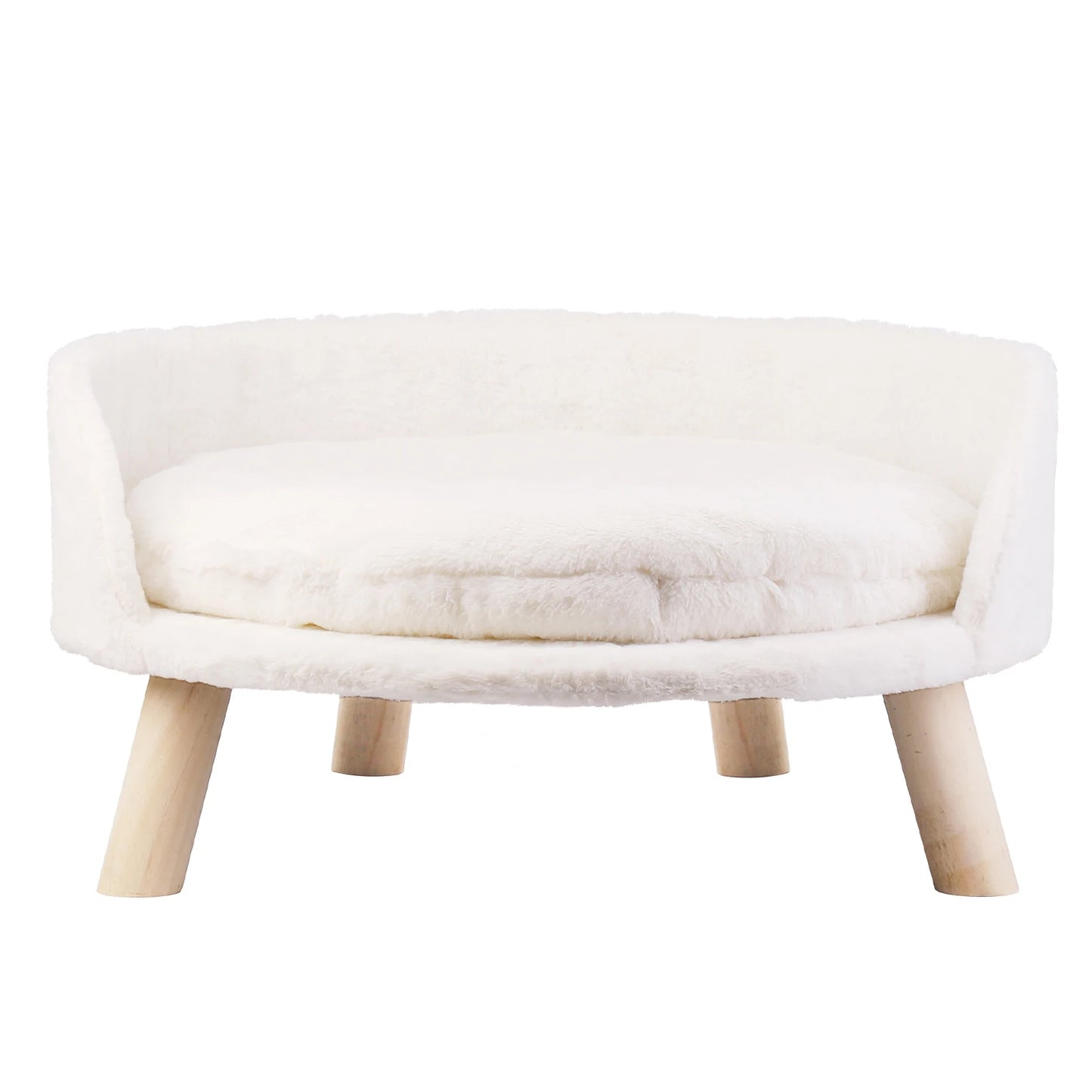 Soft Plush Cat Bed Nest With Cushion Pad Wood Legs